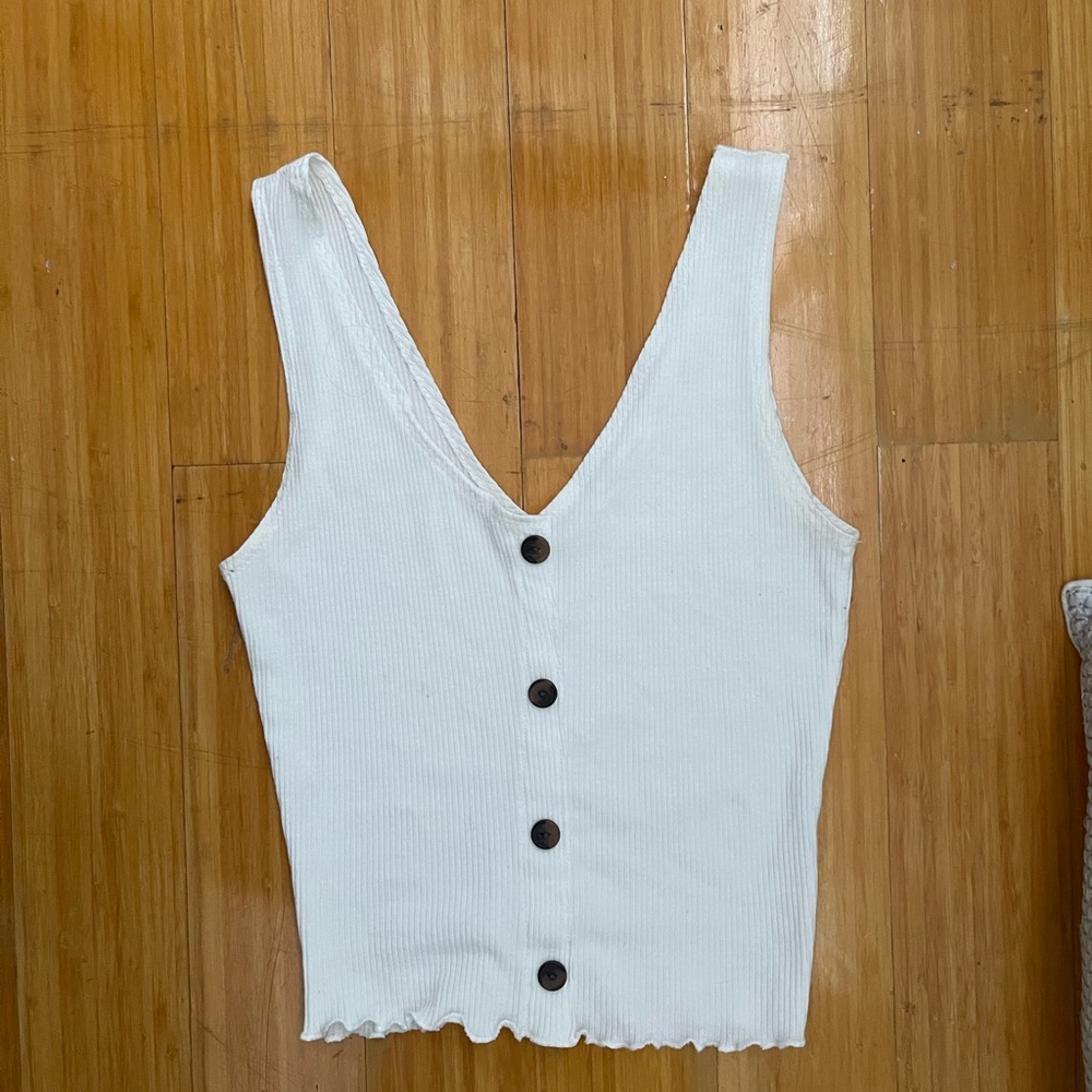 Zara button white tank top